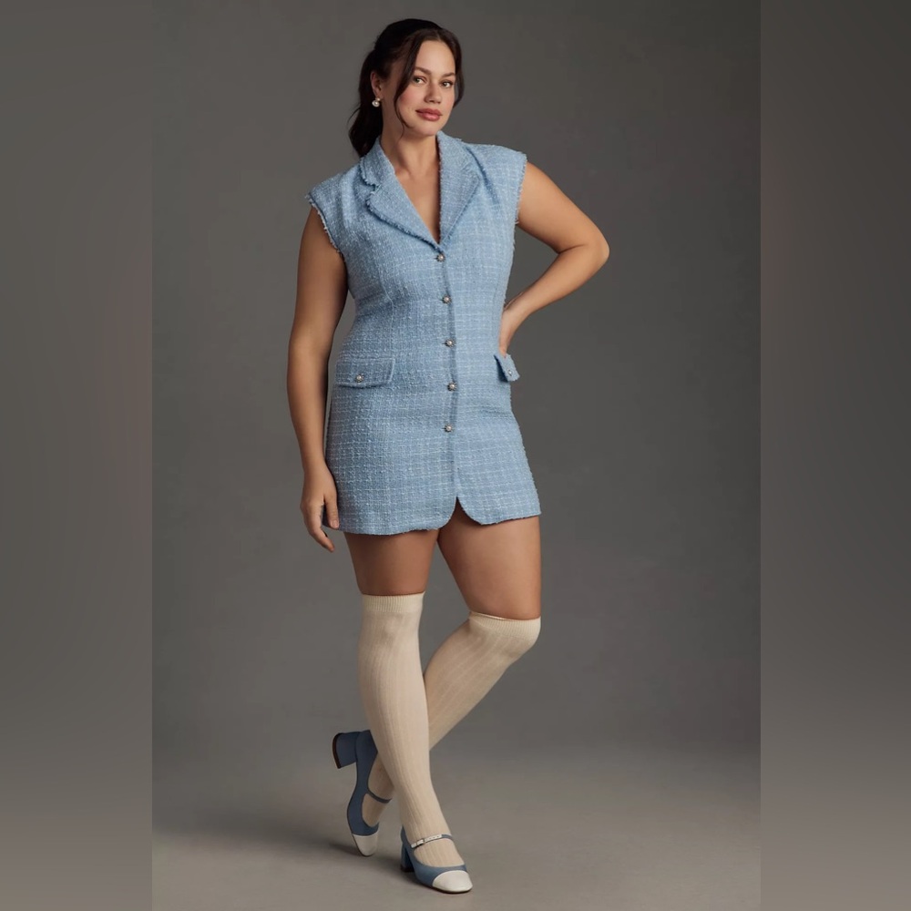 Anthropologie Maeve Sleeveless Tweed Blazer Mini Dress